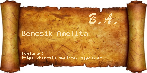 Bencsik Amelita névjegykártya